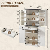 VanAcc 72" Tall Farmhouse Kitchen Pantry Cabinet with Door Organizer & Adjustable Shelves, Wooden Storage Cupboard with Drawer and Barn Doors for Kitchen, Dining Room, Living Room, Distressed White VanAcc