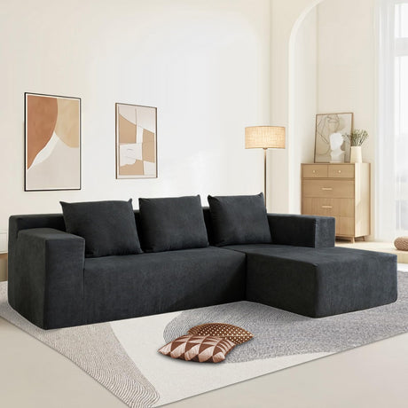 Nigoone 103" Cloud Sectional Sofa, Boneless L-Shape Couch with Chaise, Modern Minimalist Modular Couch for Living Room, Free Combination, Deep Seat, No Assembly Required, Dark Grey, R Nigoone