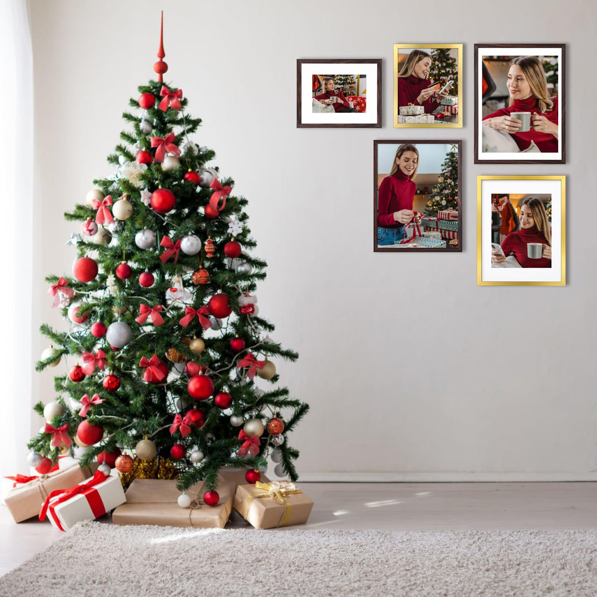 BSRHOME 8x10 Picture Frame with Plexiglass, Display Pictures 5x7 with Mat or 8x10 Without Mat for Tabletop Display and Wall Mounting, Set of 2，Gold BSRHOME