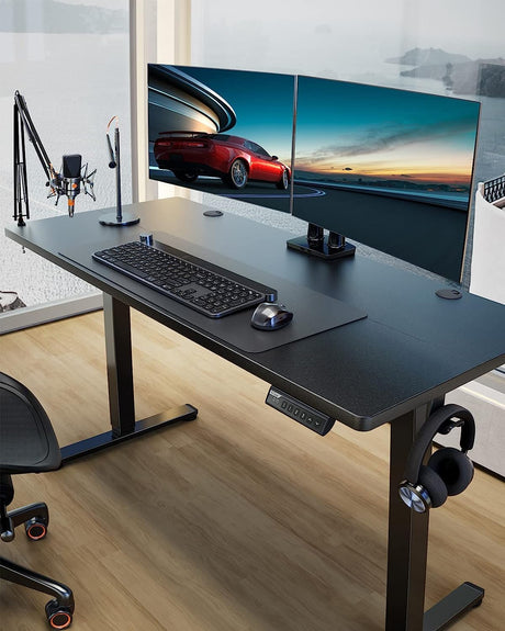 ErGear Height Adjustable Electric Standing Desk, 63x 28 Inches Sit Stand up Desk, Large Memory Computer Home Office Desk (Black) ErGear