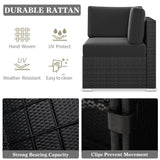 LayinSun 8 Piece Patio Furniture Set with 44" Propane Gas Fire Pit Table, Outdoor Sectional Conversation Set Wicker Rattan Sofa Set with Coffee Table LayinSun