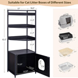 BEWISHOME Large Cat Litter Box Enclosure with 4 Tier Shelves and Doors, Hidden Cat Litter Box Furniture for Living Room, Industrial Indoor Cat House, Black, CMW06H BEWISHOME