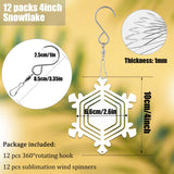 12Pack 4inch Sublimation Wind Spinner Blanks 3D Aluminum Metal Wind Sculpture Kinetic Spinners for Yard and Garden Indoor Art Sublimation Christmas Ornament Hanging Decoration (Snowflake) WindMage