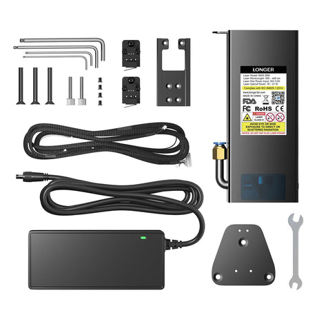 Longer 20W Laser Engraver Module, Dual Beam Compressed 0.08 * 0.1mm Laser Spot, DIY laser head for Laser Engraver RAY5, Eye Protection, Laser class ii Longer