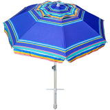 AMMSUN 7ft Heavy Duty High Wind Beach Umbrella Parasols with sand anchor & Tilt Sun Shelter, UV 50+ Protection Outdoor Sunshade Umbrellas Carry Bag for Patio Garden Pool Backyard Stripe Blue AMMSUN