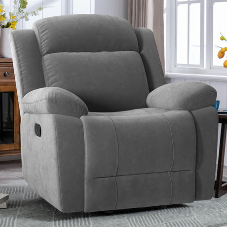 HAOMARKETS Rocker Recliner Chair for Adults, Manual Recliners with Overstuffed Backrest and Armrests, Upholstered Rocking Reclining Sofa Chair for Living Room, Grey HAOMARKETS