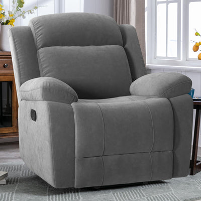 HAOMARKETS Rocker Recliner Chair for Adults, Manual Recliners with Overstuffed Backrest and Armrests, Upholstered Rocking Reclining Sofa Chair for Living Room, Grey