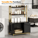 HOOBRO Large Cat Litter Box Enclosure with 2 Storage Shelves, Wooden Litter Box Furniture, Hidden Litter Box Furnitue with Scratching Pad, Sturdy and Solid, 31.5"L x 17.9"W x 47.2"H, Black BD82MW01 HOOBRO