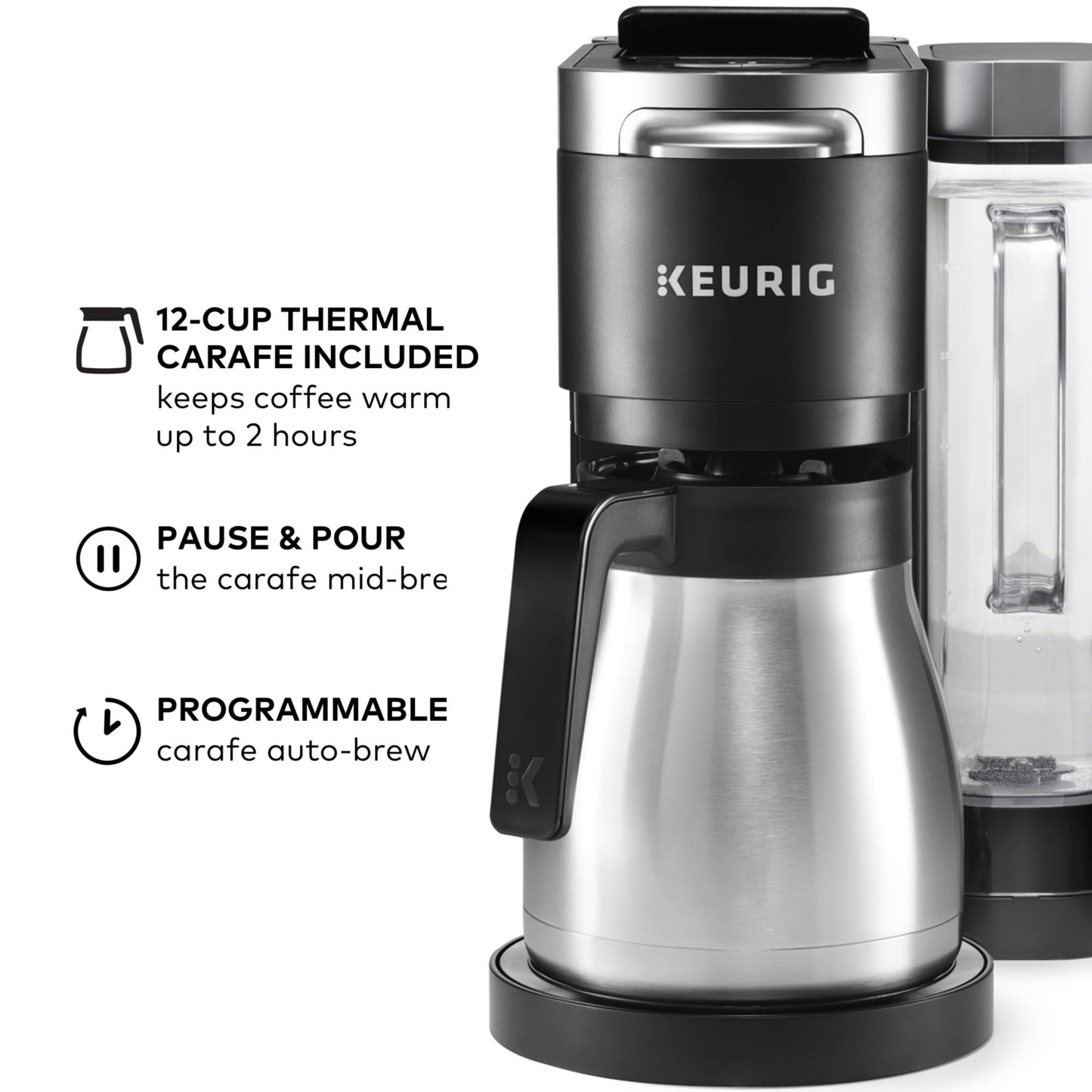 Keurig K-Duo Plus Single Serve & Carafe Coffee Maker, Multi-Position 60oz Removable Reservoir, Programmable Auto Brew Carafe, Black