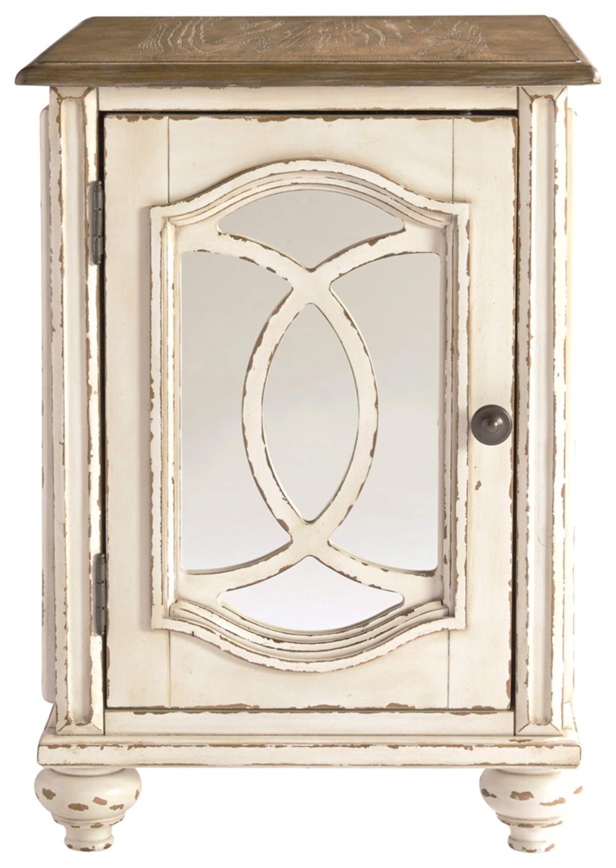 Signature Design by Ashley - Realyn Chairside End Table, White/Brown Wood Signature Design by Ashley