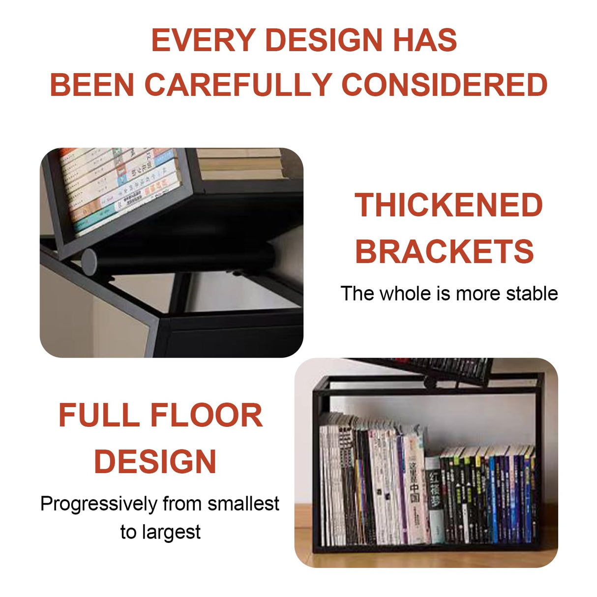 TDDFLO Geometric Bookshelf, 5-Tier Metal Unique Bookcase Modern Bookcase, Corner Bookshelf for CDs/Books/Home Decor -Black TDDFLO