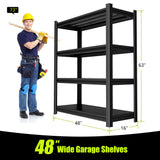 SDXYSTCE 48" W Garage Shelving Heavy Duty, 2000 Lbs Loads Garage Storage Shelves Heavy Duty, Metal Shelving Units and Storage Racks, Industrial Utility Shelf,48" Wx16 Dx63 H, Black SDXYSTCE