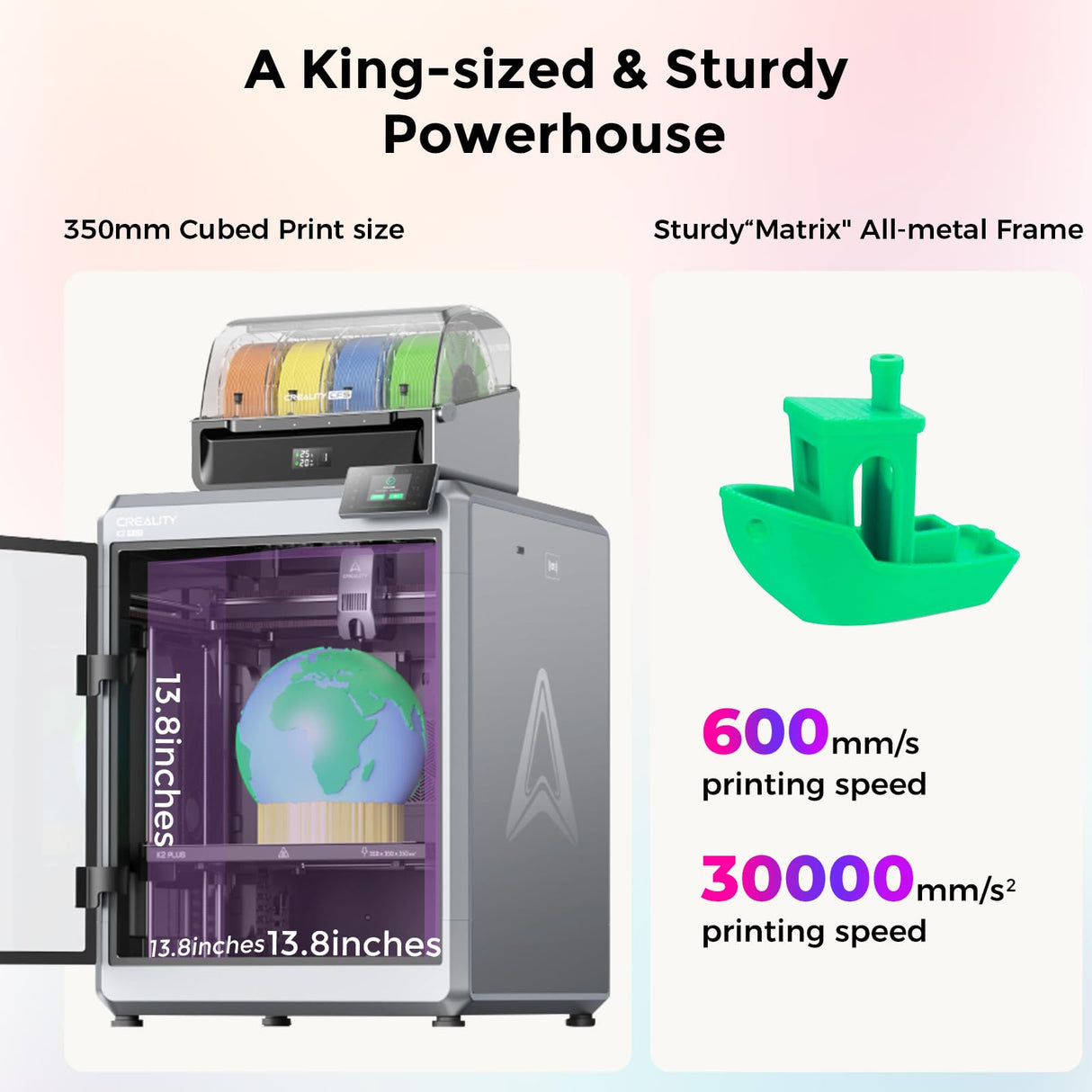 Creality K2 Plus Combo 3D Printer, Multicolor Printing with 16 Colors, 600mm/s High-Speed Printing, Dual AI Cameras for Monitoring, Full-Auto Leveling, Large Build Volume 350×350×350mm Creality