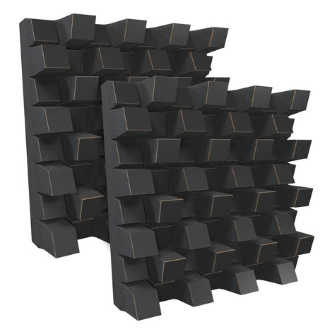 (2 Pack) — Sound Acoustic Studio Diffuser «Sirius» | 2D QRD | Diffusion - Reflection - Absorption - Soundproofing - Insulation | Wall Art Panel | (20"x20"x6" (50x50x15.3cm), Black) ua-acoustics