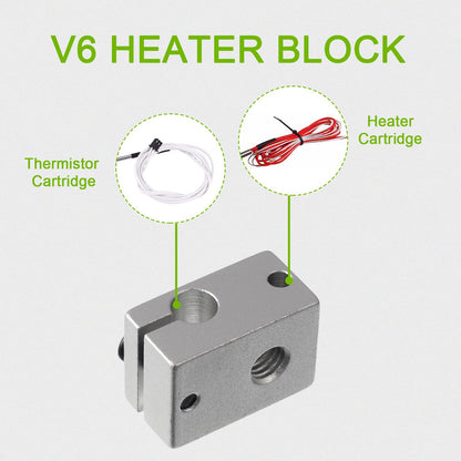 EPLZON 3D Printer Hotend Heater Block Volcano Hotend Apply to E3D V6 hotend HT-NTC100K PT100 Sensor with 2pcs Wrench(Pack of 6 Pcs) - WoodArtSupply