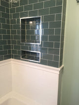 Zigzag Easy Installation Waterproof Double Recessed Shower Shelves Niche, ABS Plastics Bathroom Shower Niche 16 × 24 Inches for Shampoo, Soap and Foot Rest Zigzag