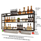 Wall Wine Rack Floating Bar Shelves Wall Mounted with LED Light Liquor Bottle Display Shelf with Hanging Wine Glass Rack Kitchen Wall Shelf Liquor Cabinet Bar Stand for Home Bar Cafe Restaurant(Black, WXZXWXZX