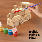 Kraftic Woodworking Building Kit for Kids and Adults, 2 Educational DIY Carpentry Construction Wood Model Kit Toy Projects for Boys and Girls - Build a Wooden Town Hall Birdhouse and Train Kraftic