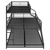 Heavy Duty Triple Bunk Bed for Multiple Kids,Twin XL Over Full XL Over Queen Size Triple Bunk Bed with Long and Short Ladder for 3 Kids,Metal Triple Bed for Boys Girls,Unique Curved Metal Frame,Black Bellemave