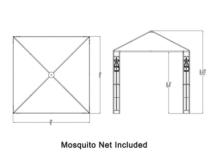 8 ft. x 8 ft. Rococo II Gazebo with Mosquito Net Tan