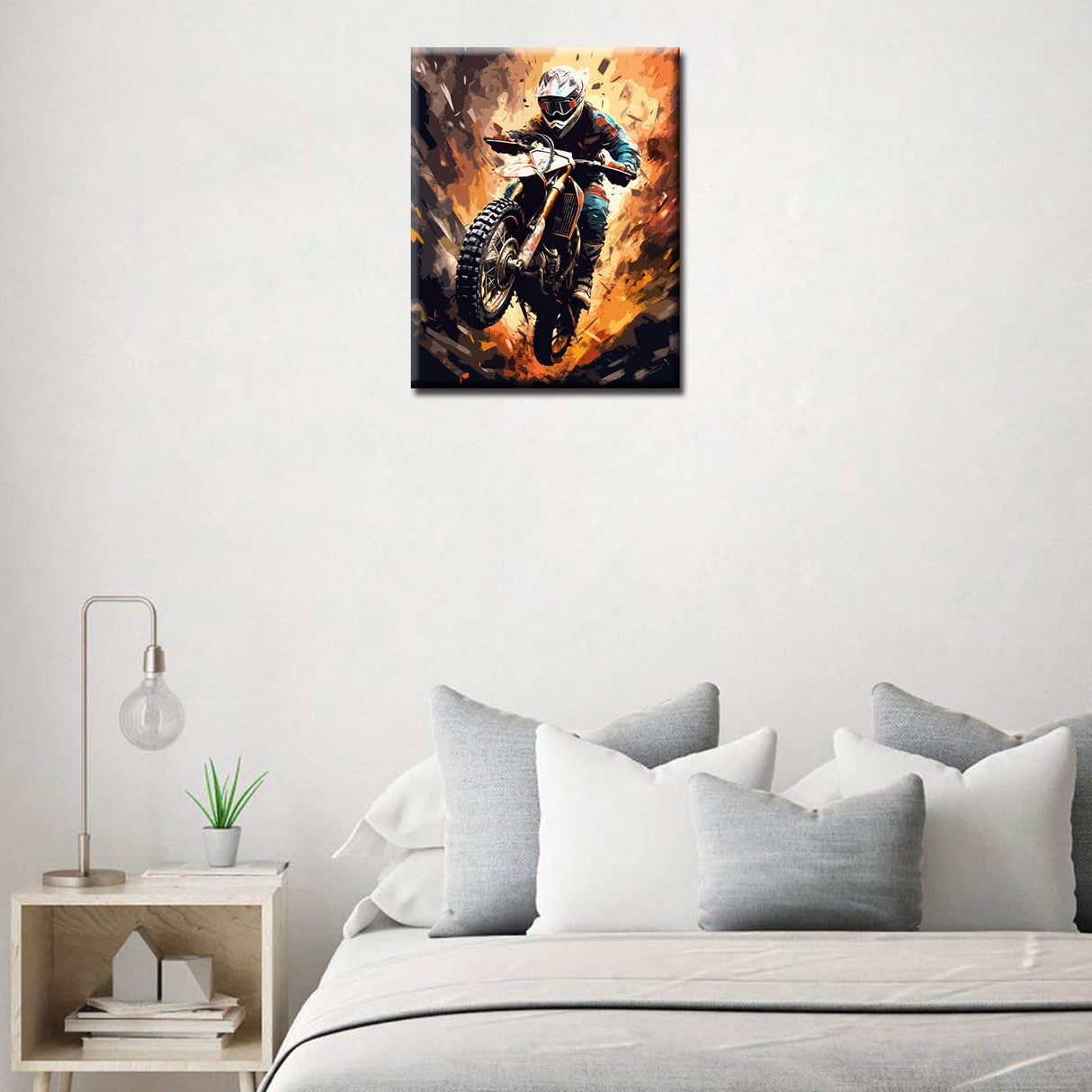 Motorbike Racing Painting Graffiti Motor Bike/Car Paint by Number Kits 16 x 20 inch Canvas DIY Motorcyclist Offroad Oil Painting for Kids Adults Beginner with Brushes and Acrylic Art(Frameless) TUMOVO