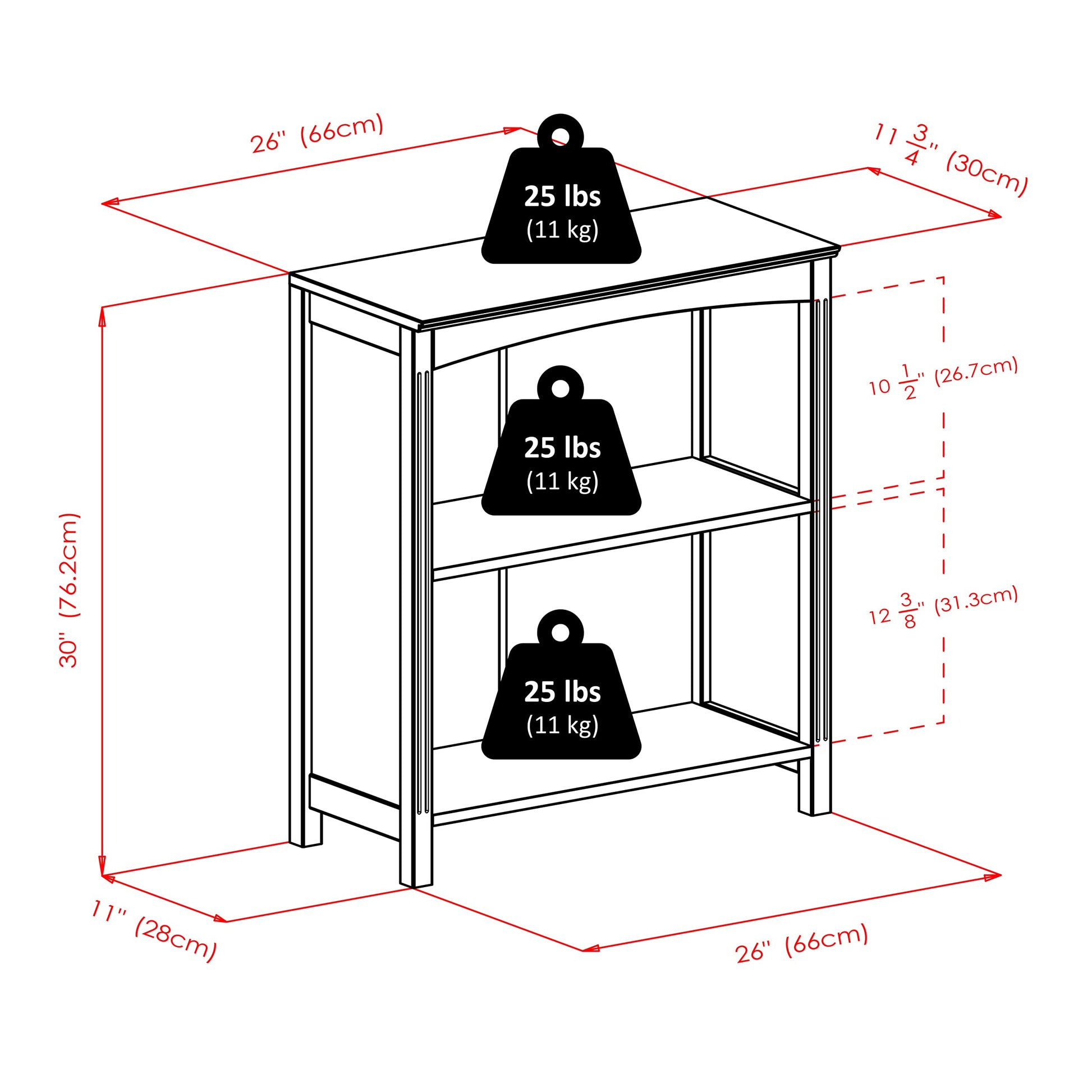 Winsome Terrace Espresso 3-Tier Solid Wood Storage Shelf - WoodArtSupply