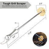 Sage Owl Bristle-Free Brass BBQ Grill Scraper with 17.5” Handle – Safe Universal Grill Cleaner for Outdoor Grills, Porcelain, Grilling Tools, and Kitchen Gadgets - Unique Gifts for Husband Birthday The Sage Owl