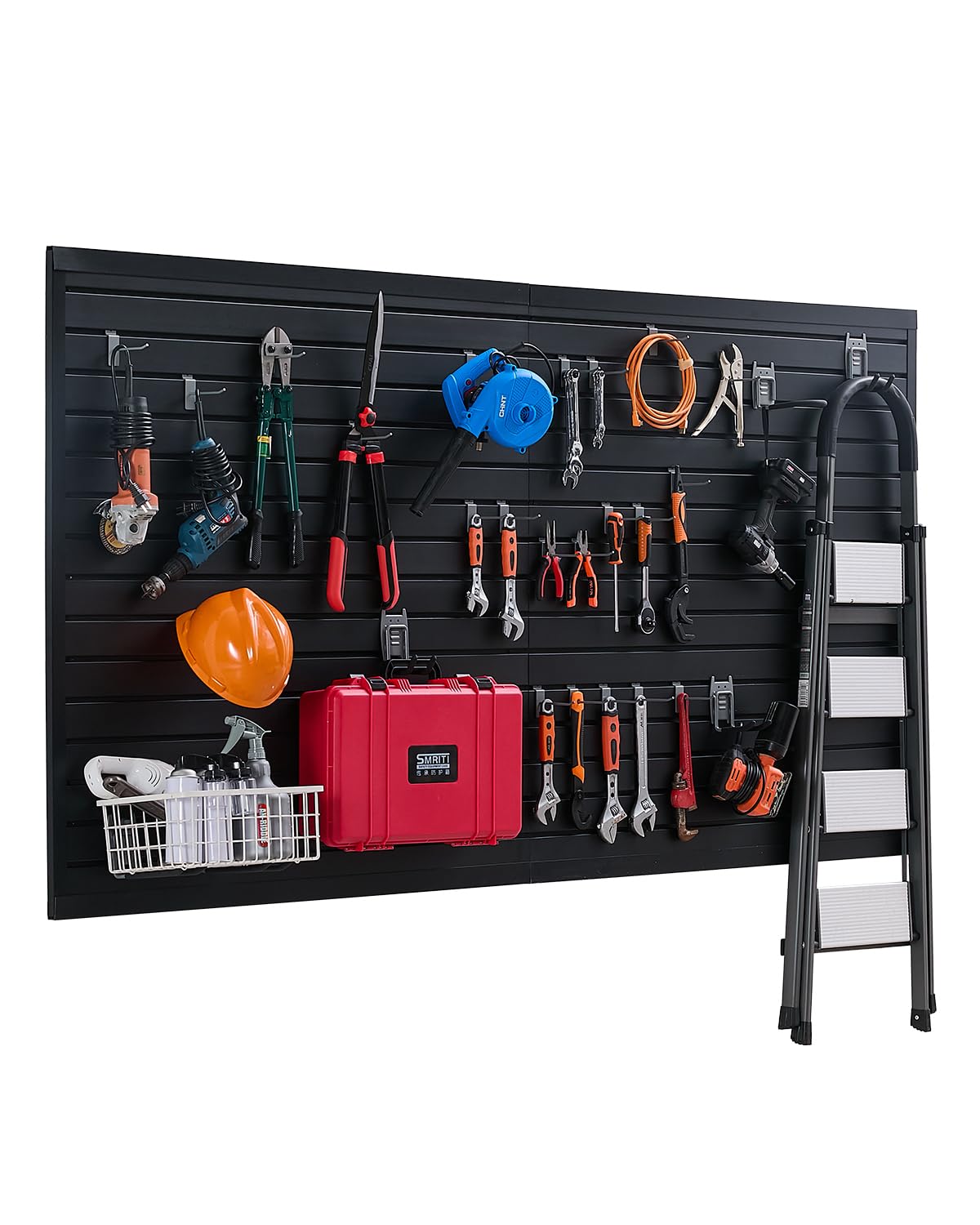 VEVOR Slat Wall Paneling, 8 x 4 ft, PVC Garage Slatwall without Accessories, Black Slat Wall Easy-to-Install Adjustable Slatwall Panel with Coupling Structure & DIY Cutting, Fits for Storage & Display VEVOR