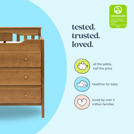 Davinci Jayden 3-Drawer Changer Dresser in Chestnut, GREENGUARD Gold and FSC® Certified DaVinci