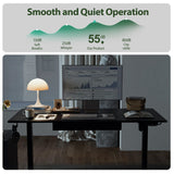 Agilestic Adjustable Height Electric Standing Desk with Storage Wooden Drawer, 55 x 24 Inches Stand Up Home Office Computer Gaming Table for Work Office Home, Black Agilestic