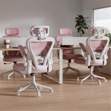 SeekFancy Ergonomic Office Chair M903, High Back Computer Desk Chair with Wheels, Comfy Mesh Office Chair with Adjustable Lumbar Support & Headrest, Pink Swivel Executive Managerial Task Chair SeekFancy