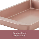 Farberware 47776 Nonstick Bakeware, Nonstick Muffin Pan / Cupcake Pan - 12 Cup, Rose Gold Red Farberware