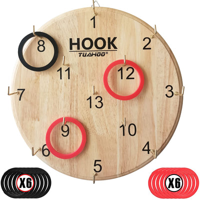 TUAHOO Hanging Hook Ring Toss Game for Kids Adults, Wooden Board Darts Hookie Wall Game for Game Room, Indoor Outdoor Yard Game for Family Holiday Party Backyard Toys