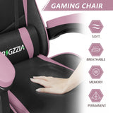 Bigzzia Gaming Chair, Ergonomic Video Game Chairs with Pillow and Lumbar Support, Racing Style Height Adjustable Computer Chair with 360°-Swivel Seat for Adults(Black/Pink) Bigzzia