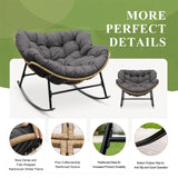 FINCATI Indoor Outdoor Papasan Rocking Chairs,Modern Large Reading Lounge Chair with Cushion,Rattan Royal Egg Chair for Bedroom Living Room Porch Garden(Dark Gray) FINCATI