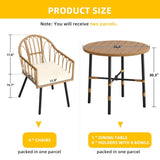 DWVO 5 Piece Patio Dining Sets, Outdoor Dining Furniture Set with 2" Umbrella Hole, Wicker Rattan Round Table and Chairs Set with Comfortable Cushions for Patio, Balcony, Backyard, Beige DWVO