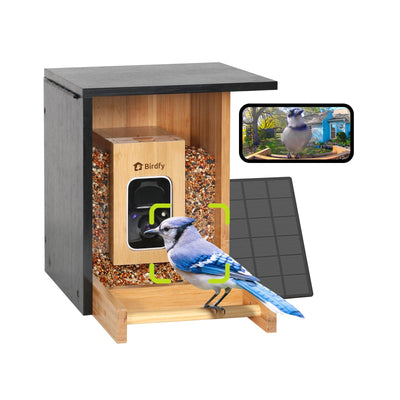 Birdfy AI Smart Bird Feeder with Camera, High-End Bamboo, Mini in Size, Solar Powered, Permanent AI Identifies 6000+ Bird Species with Motion Detection, Ideal Gift Present