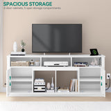 YITAHOME Farmhouse TV Stand for TVS up to 80 Inch, Modern TV Console with Barn Doors & Storage Cabinets, Entertainment Center with Power Outlet, TV Cabinet for Living Room, 70" White YITAHOME