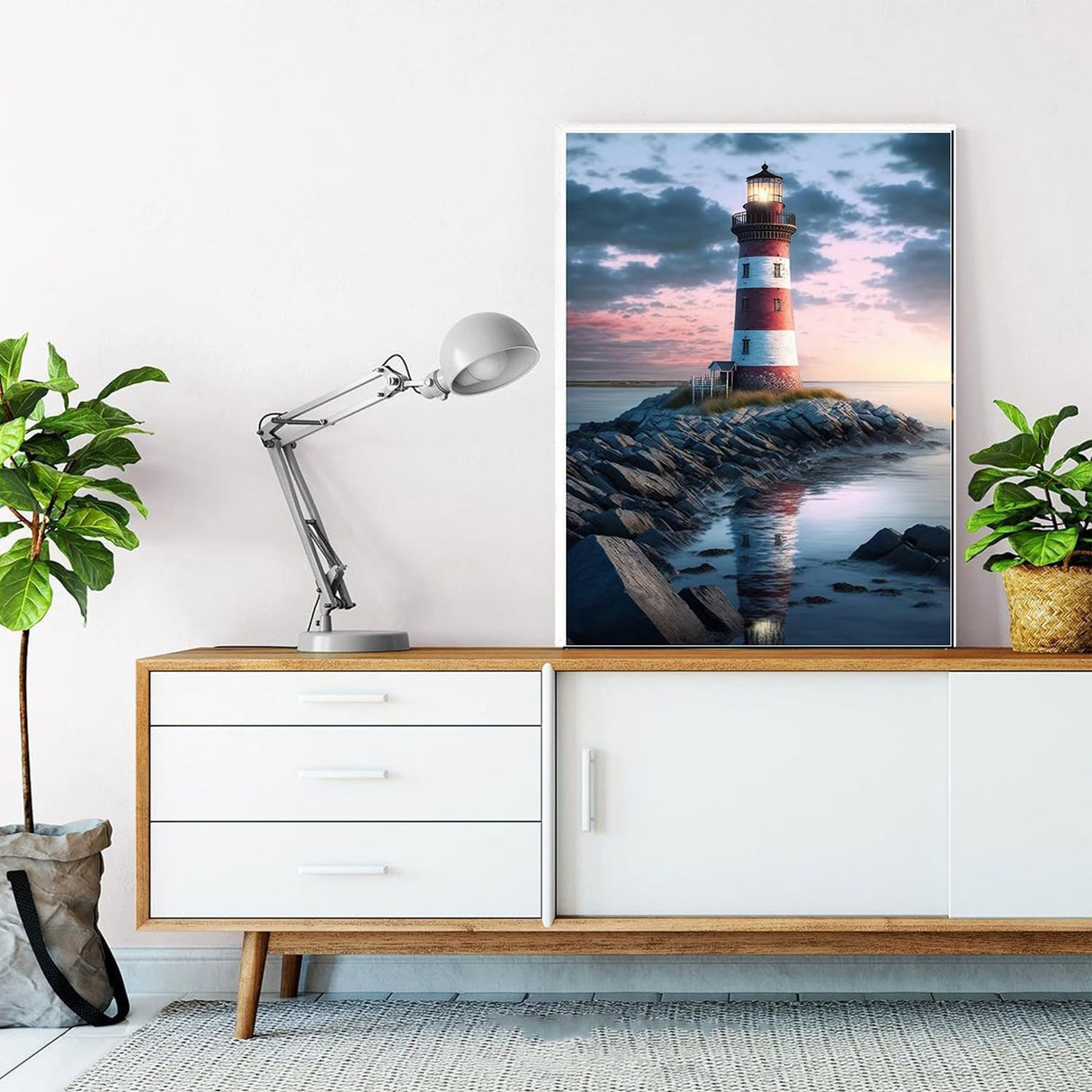 VeGuude Diamond Painting Kits for Adults, Beach and Lighthouse 5D Diamond Art Kits for Beginner DIY Full Drill Diamond Dots Crystal Craft Kits for Home Wall Decor Gifts 11.8x15.7 inch VeGuude