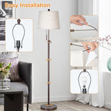 JUNNAI Modern Floor Lamp Adjustable Height Standing Lamp Tall Lamp with 3 Color Temperatures Floor Lamps for Living Room Bedroom Office Beige Shade Bulb Included-Brown JUNNAI