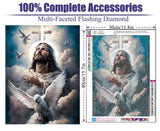 Religious Diamond Art Kits for Adults Beginners,Jesus Diamond Painting Kits for Adults,5D DIY Full Drill Round Christian Gem Art Paint with Diamond Dots Crystal Craft Art for Home Wall Decor 12x16inch Yijingtop