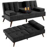 Shintenchi Futon Sofa Bed, Convertible Couch Bed Loveseat, Modern Futon Recliner Sleeper, Small Lazy Futon Set for Living Room, Office, Apartment,e, Black Shintenchi