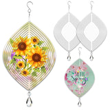 4Pack 8inch Sublimation Wind Spinner Blanks 3D Aluminum Metal Wind Sculpture Kinetic Spinners for Yard and Garden Indoor Art Ornaments Hanging Decoration (Pointy Oval) WindMage