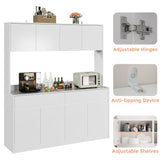 71" Kitchen Pantry Cabinet, Kitchen Hutch with Microwave Stand, Buffet Cabinet with Large Storage Drawers for Dining Room (White) Bobve