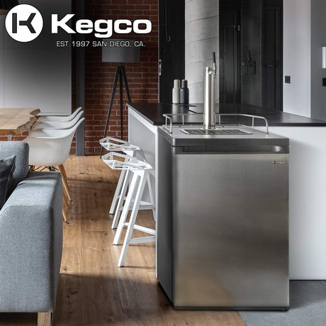 Kegco Kegerator Full Size Keg Refrigerator - Single Faucet - D System, Stainless Steel Kegco