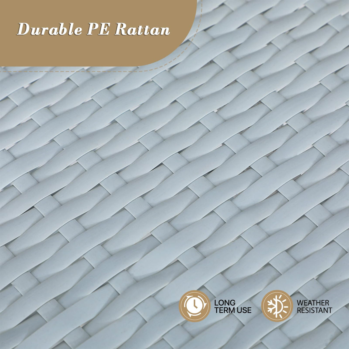 Athena Collection Outdoor Patio Furniture Set Wicker Bistro Set, 3 Piece Conversation Set All-Weather PE Rattan Chairs with Seat Cushions & Glass Table for Porch, Backyard, Beige Athena Collection