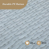 Athena Collection Outdoor Patio Furniture Set Wicker Bistro Set, 3 Piece Conversation Set All-Weather PE Rattan Chairs with Seat Cushions & Glass Table for Porch, Backyard, Beige Athena Collection