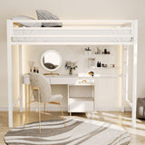 Stylish White Twin Loft Bed with Safety Guard and Removable Ladder by ikalido ikalido