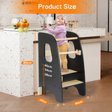 Ezebaby Toddler Kitchen Stool Helper Toddler Standing Tower Kids Kitchen Step Stool, Adjustable Toddler Tower Kitchen Stool Helper Toddler Step Stool for Kitchen with Non-Slip Feet-Black Ezebaby