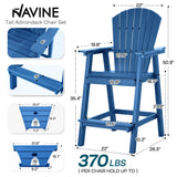 NAVINE Tall Adirondack Chairs Set of 2, HDPE Balcony Chair with Double Connecting Tray, Weather Resistant Outdoor Adirondack Bar Stools for Patio, Deck, Patio, Backyard, Balcony.(Navy Blue) NAVINE